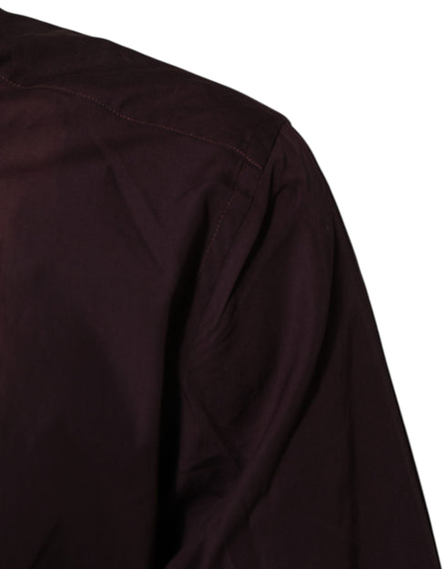 Dolce & Gabbana Maroon Cotton Collared GOLD Formal Dress Shirt